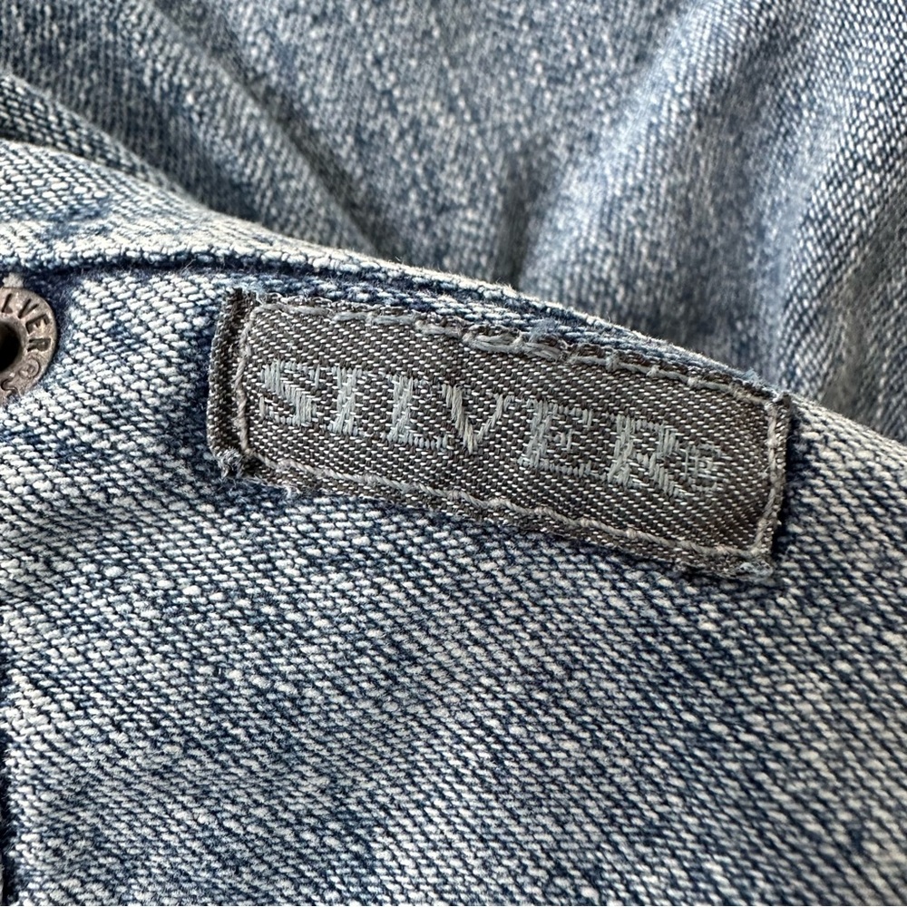 90s Y2K SILVER Vintage Denim Capris - Picture 4 of 13